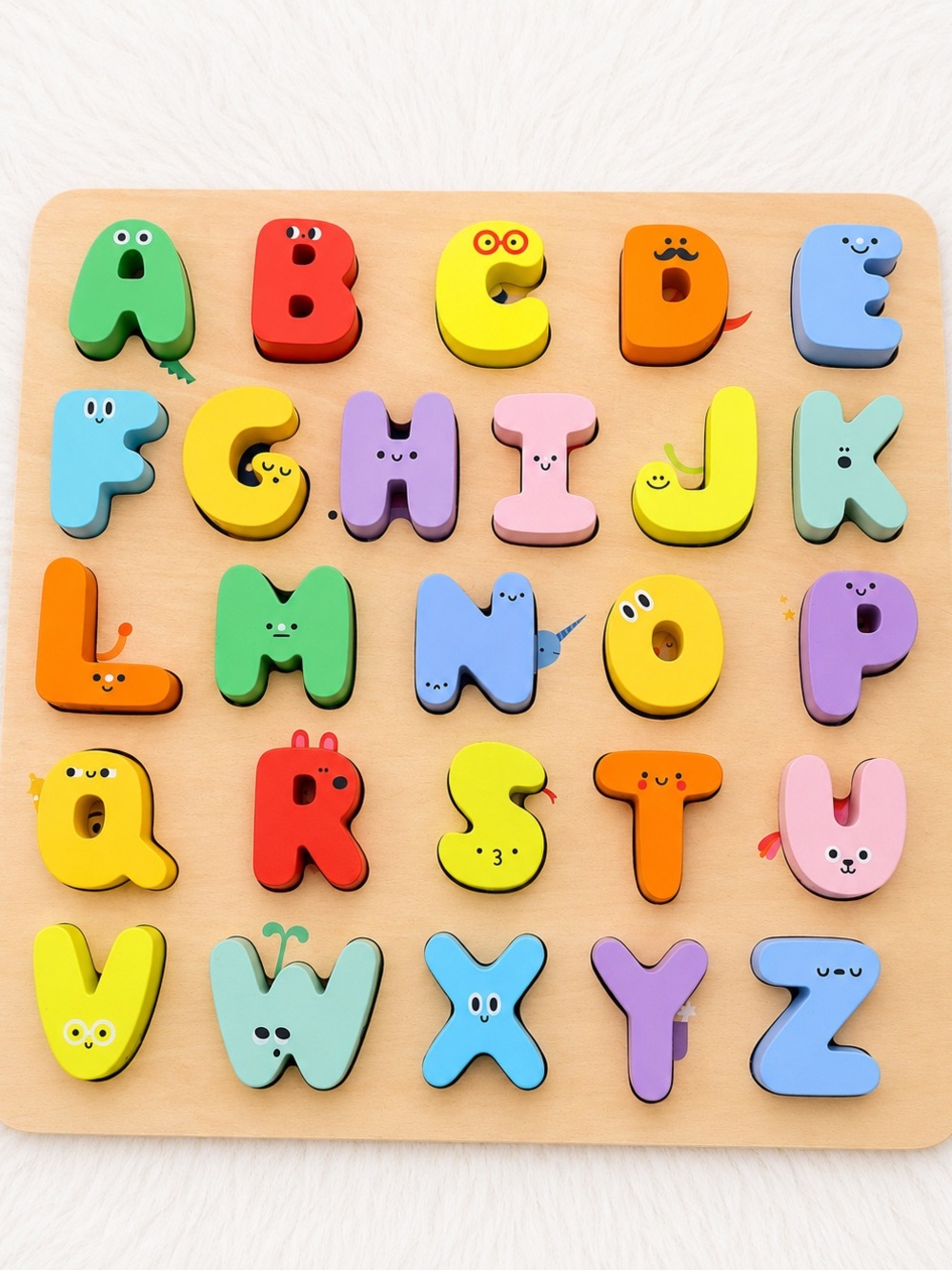 Wooden Alphabet Puzzle Board - Colorful ABC Letters